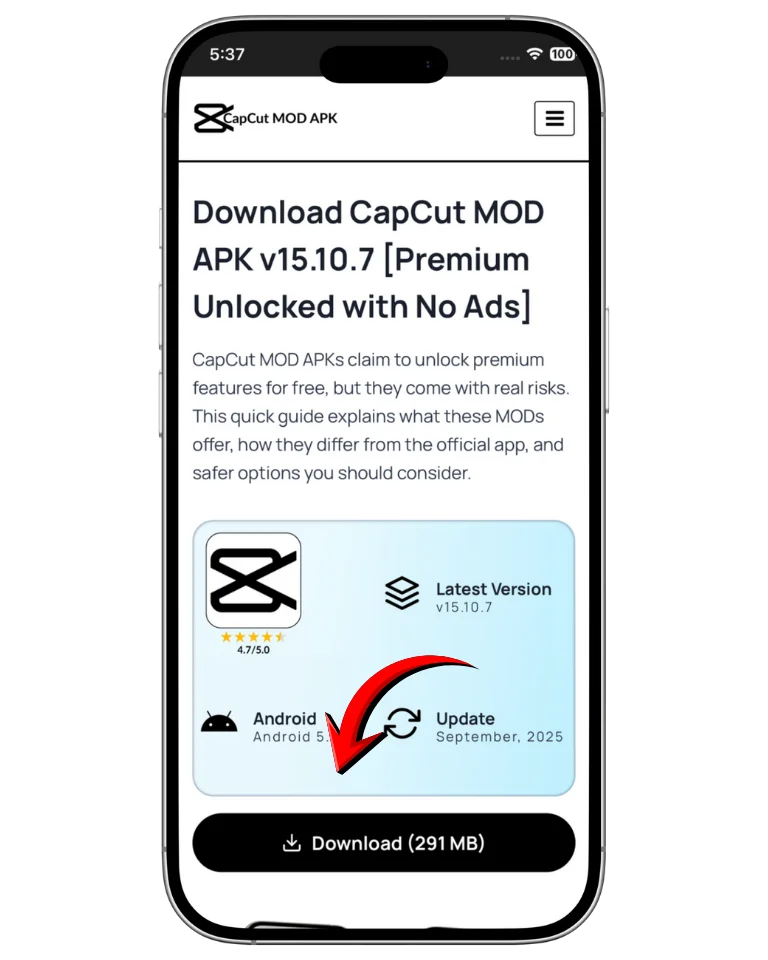 Capcut download button